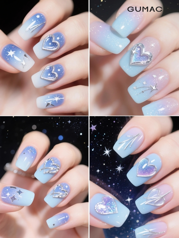 mau nail ngan ha nen xanh