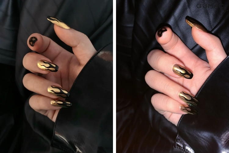 mau ve nail lua mau vang den