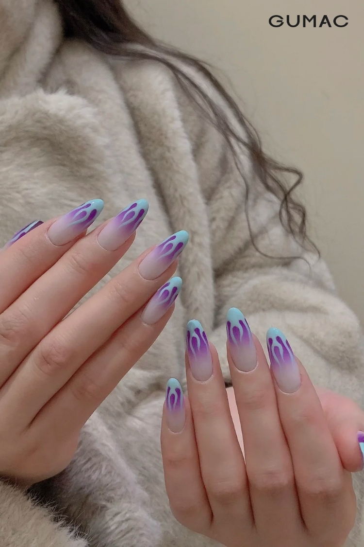 mau nail hoa tiet ngon lua mau tim