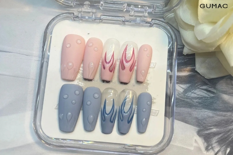 mau nail hoa tiet lua ngot ngao