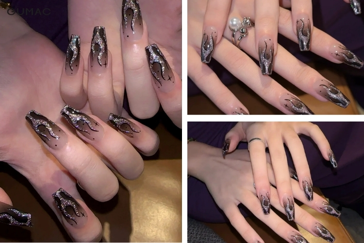 mau ve nail anh lua doc la