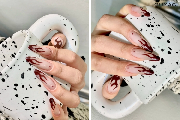 mau nail hoa tiet lua mau nau