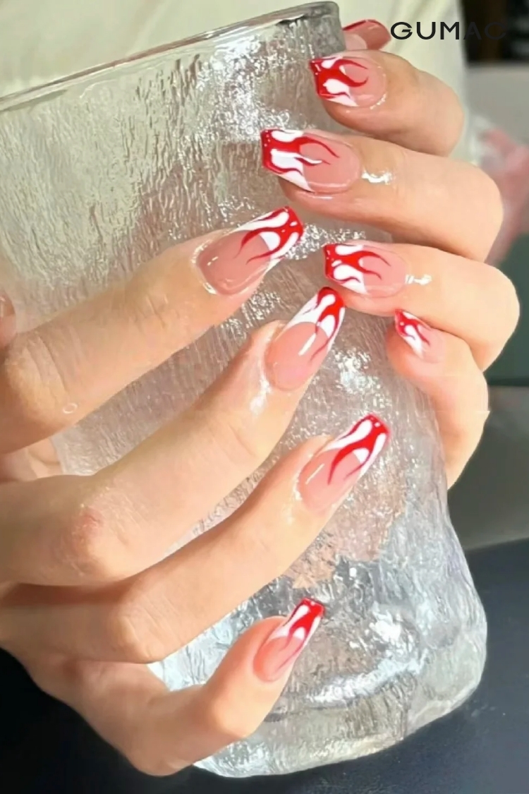 mau nail lua mau trang do