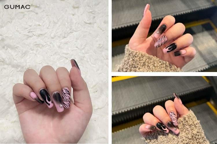 mau nail anh lua mau hong