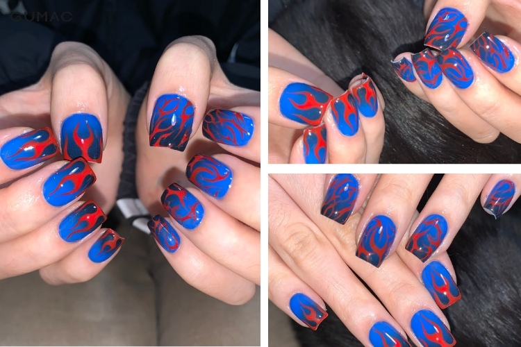 mau nail ngon lua mau xanh do