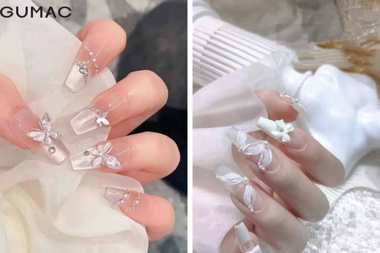 mau nail xinh dinh no dep cho co dau