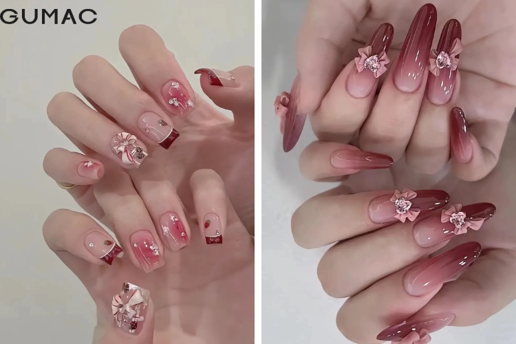 mau nail dinh no di choi noel cuc noi bat