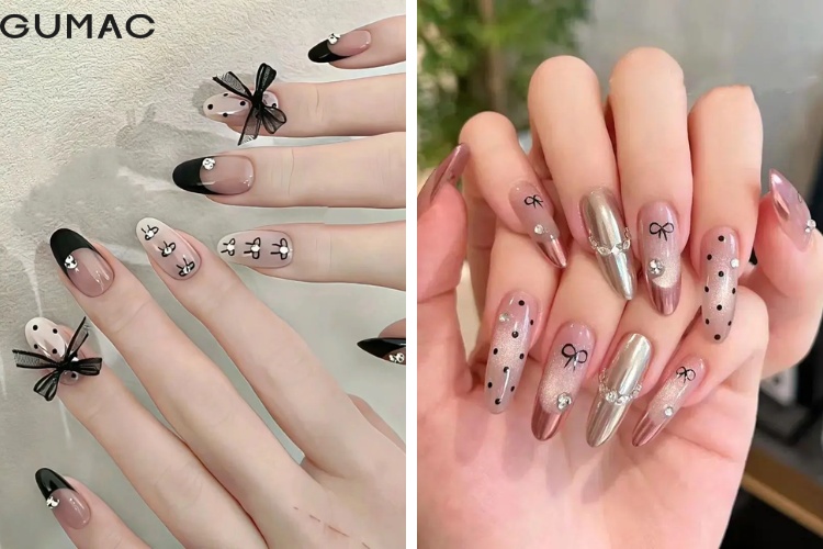 kieu nail dinh no ket hop dinh da