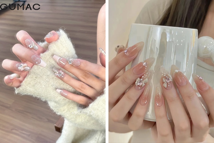 mau nail no trang dinh da