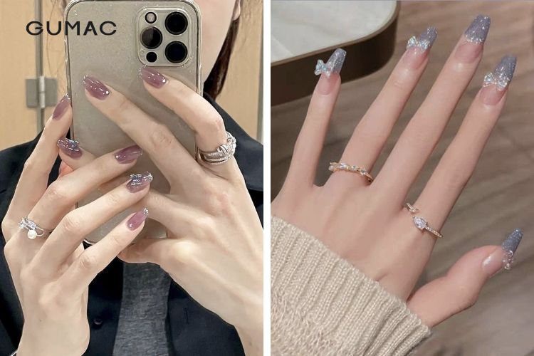 Nail sơn thạch tím sáng da