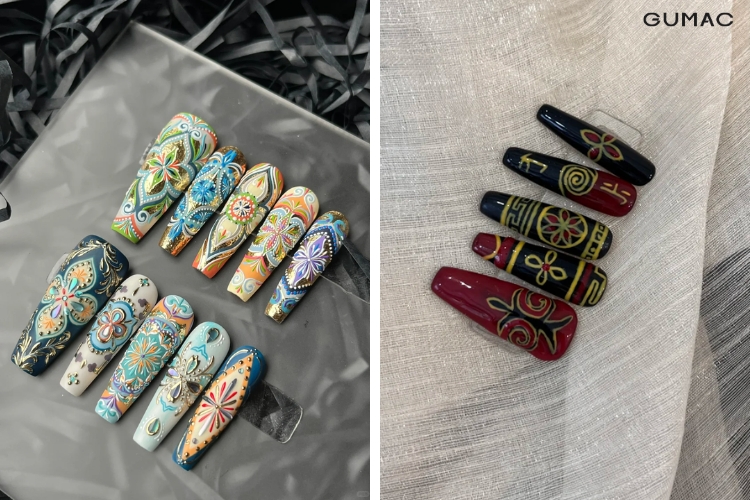 mau mong ve hoa tiet tho cam cho mong tay vuong dep