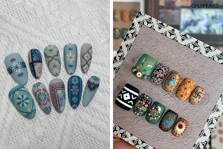 mau nail tho cam dep cho mong tay tron