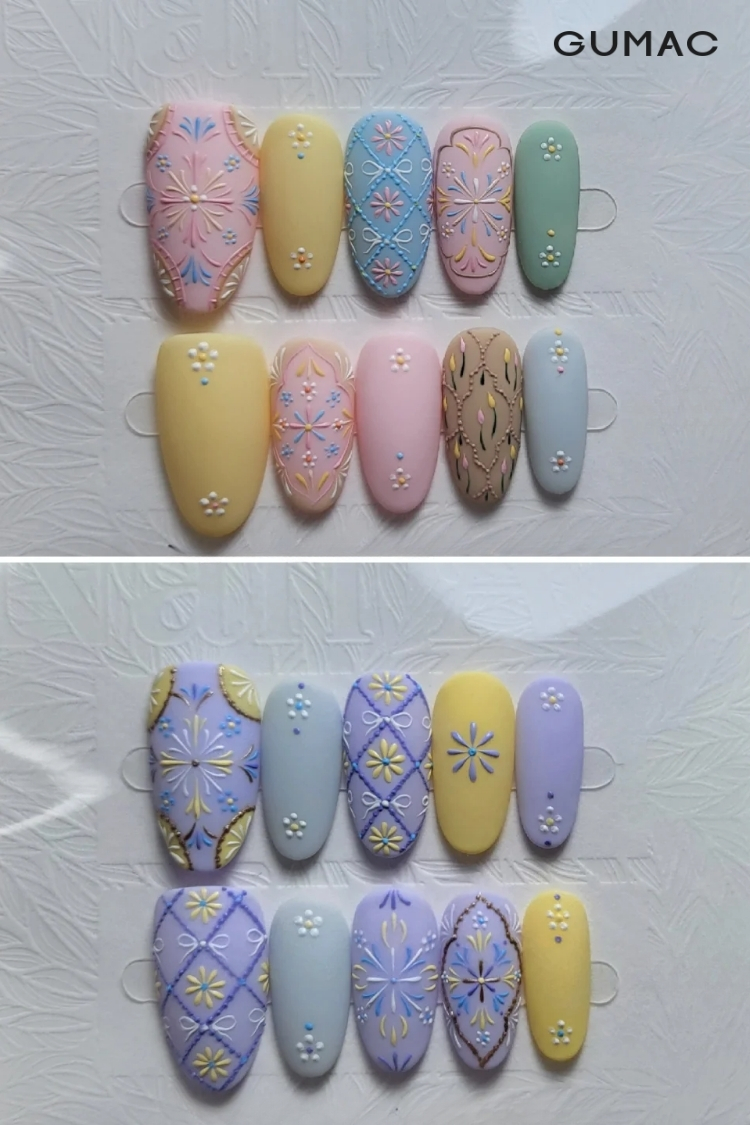 mau nail tho cam phong cach de thuong