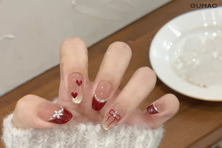 mau mong hoa tiet trai tim tone nude