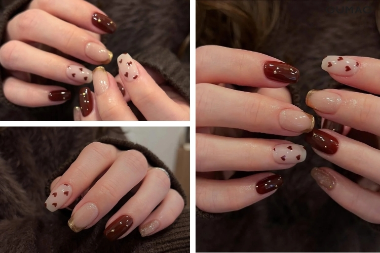 mau nail trai tim mau nau dep