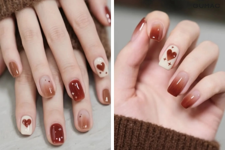 mau nail hoa tiet trai tim mau nau dep