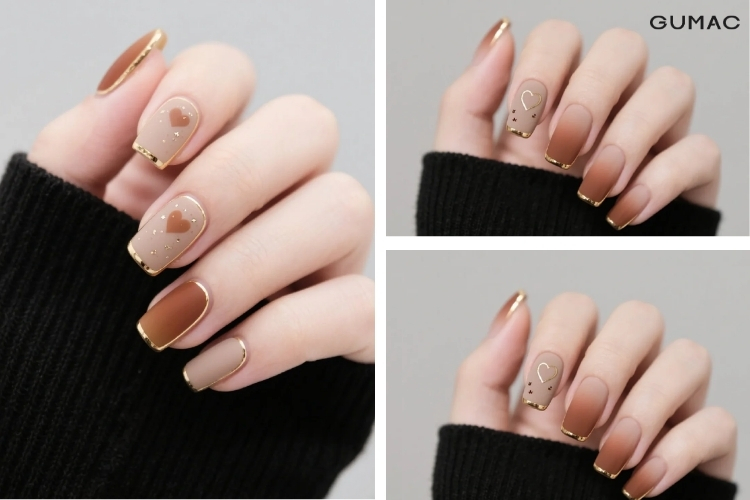 mau nail mau nau ve trai tim dep don gian