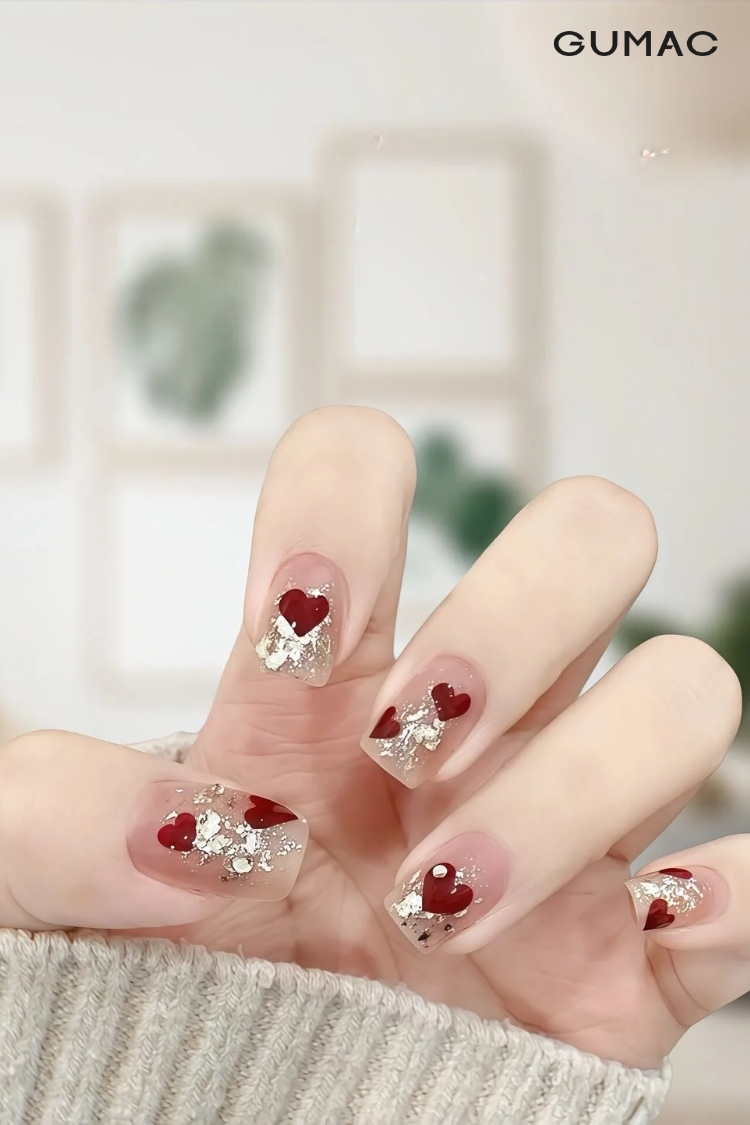 mau nail dinh da trai tim dep