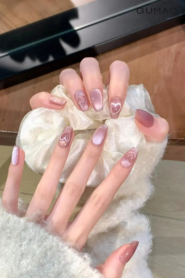 mau mong mat meo hoa tiet trai tim