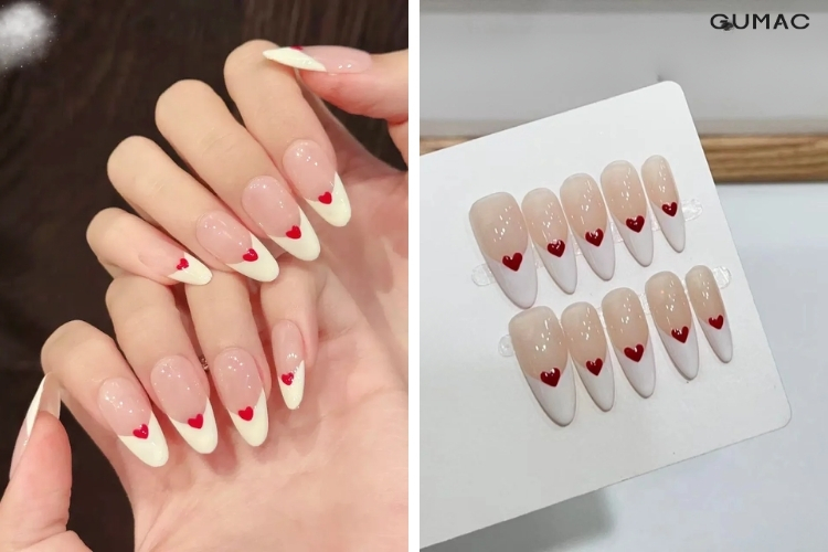 mau nail ve hinh trai tim dau mong doc dao