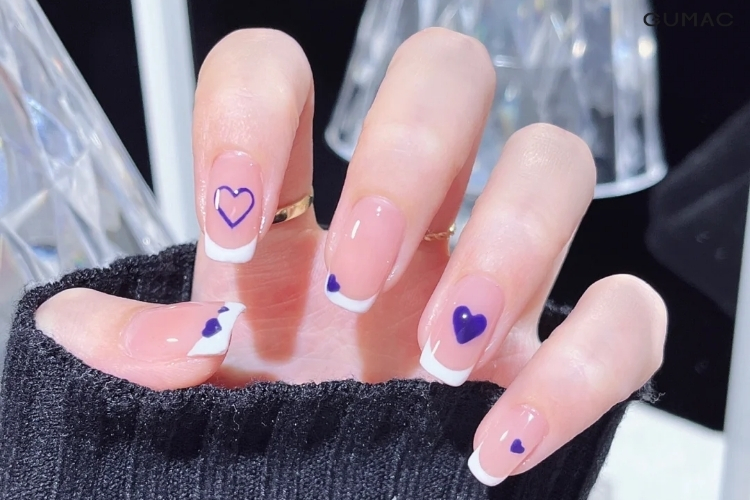 mau mong hoa tiet trai tim mau xanh