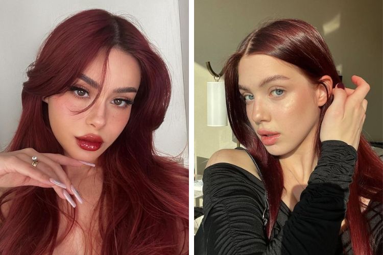 màu tóc không cần tẩy cho da ngăm đỏ burgundy