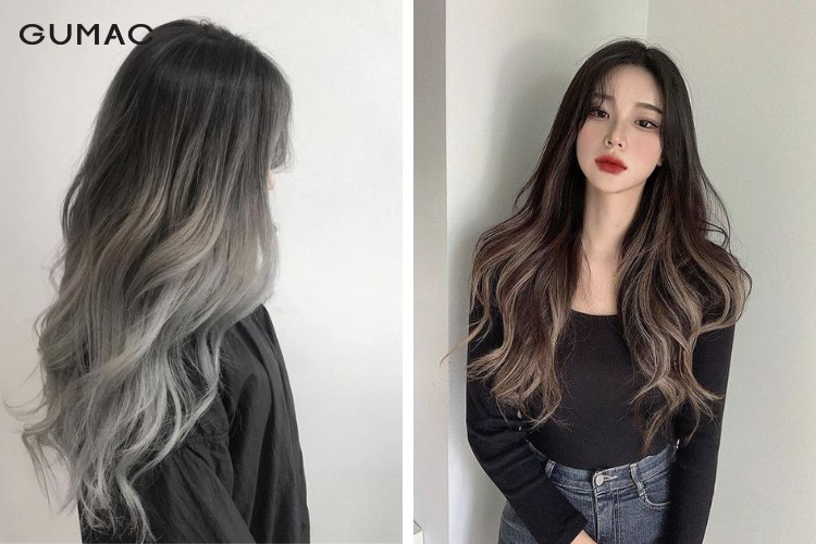 Màu tóc xám khói nhuộm ombre