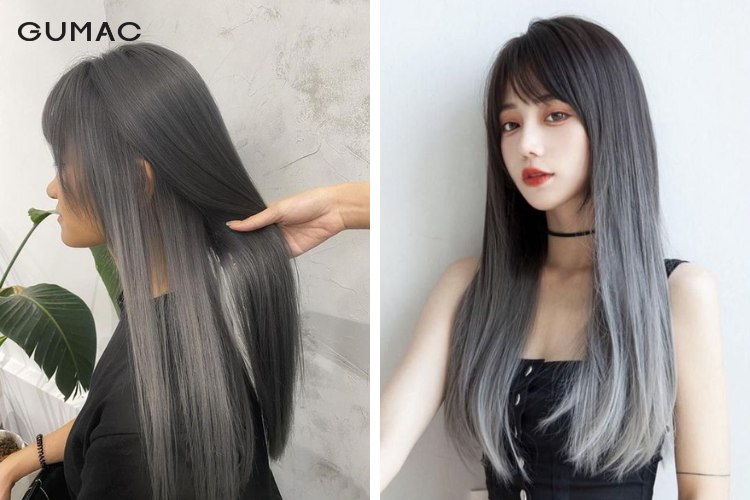  Tóc duỗi thẳng nhuộm màu xám khói