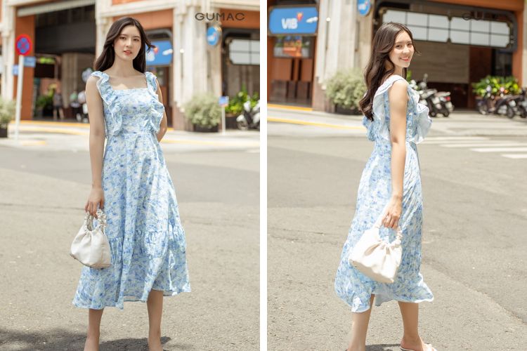 váy hai dây bản to thắt nơ lưng hai màu | Shopee Việt Nam