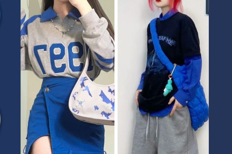 phối màu xám với lam coban