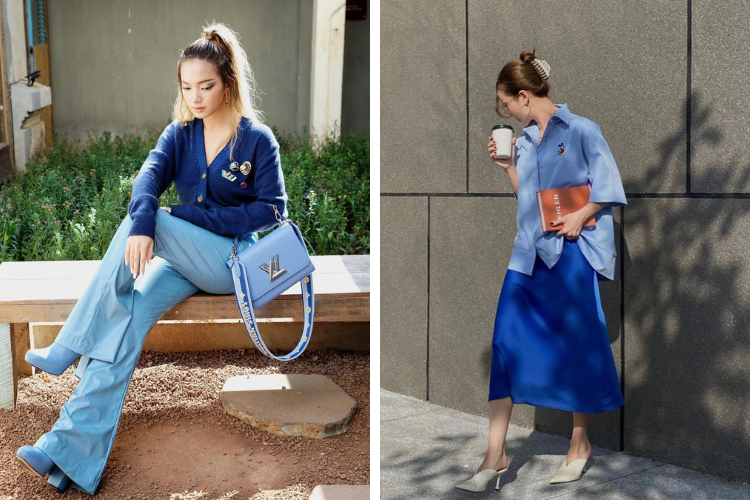 phối outfit tinh tế cùng xanh coban và xanh dương nhạt