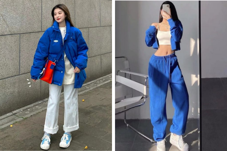 màu trắng phối cùng màu xanh coban