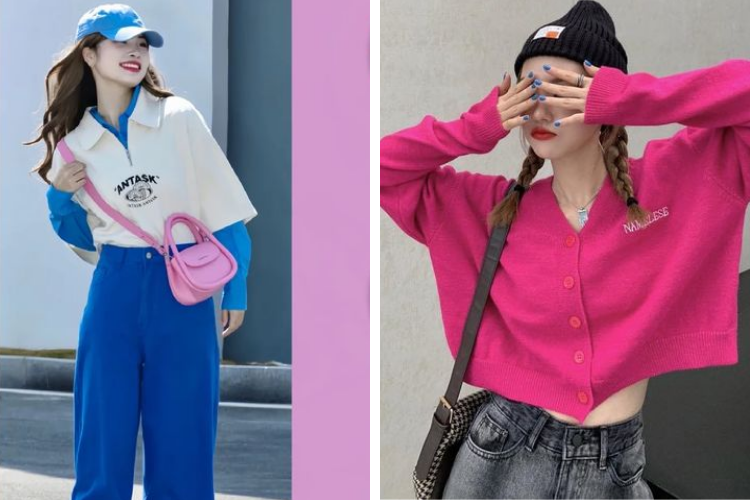 kết hợp màu hồng cùng xanh coban