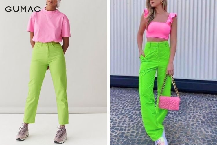 Quần jeans phong cách màu xanh cốm