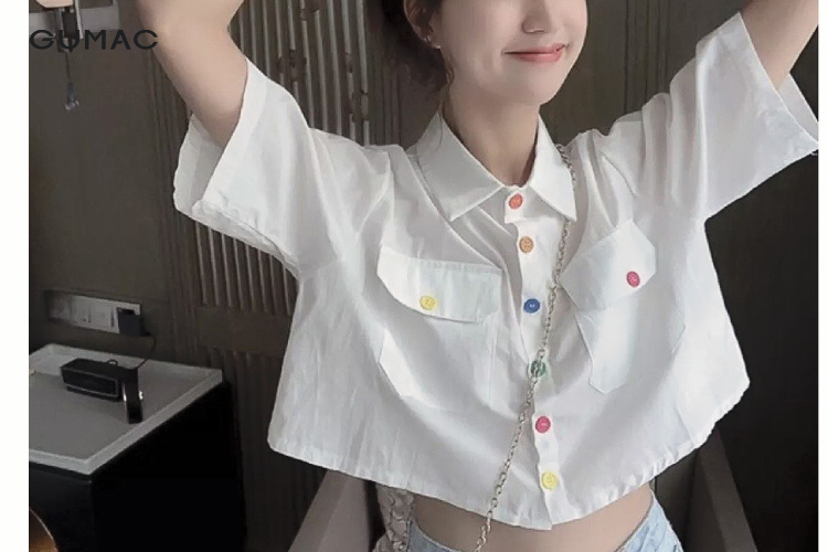 ao so mi croptop form rong
