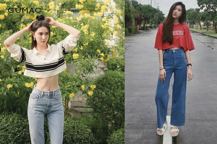 Mix ao croptop form rong voi quan cap cao