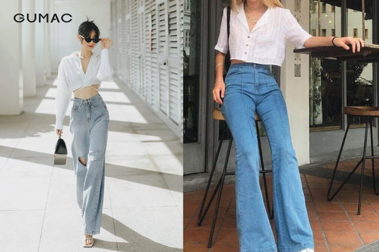 mix ao croptop tay dai form rong voi quan jeans ong rong dep