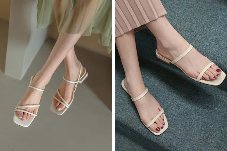 mix đồ đi biển cho người gầy kèm giày mũi vuông