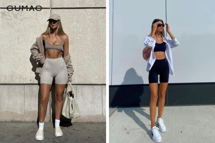 Mix áo bra sexy cùng giày sneaker