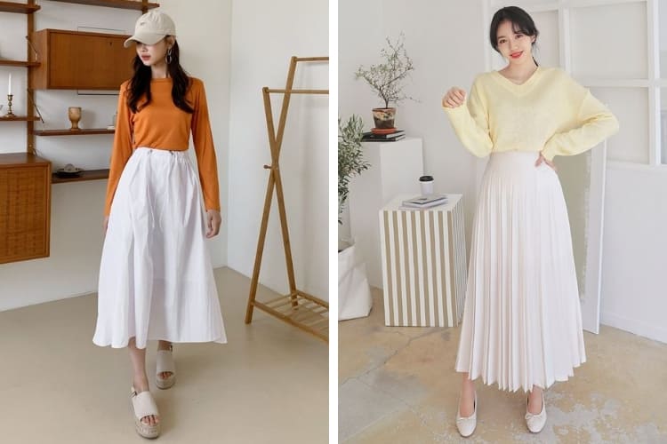 mông lép chân nhỏ mặc quần gì mix chân váy dài