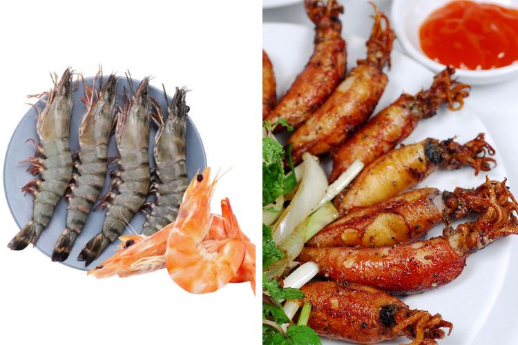 Kiêng ăn con mực, tôm