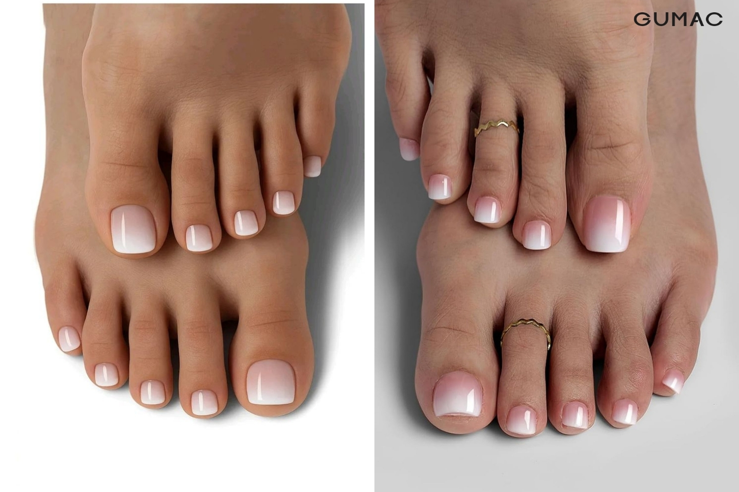 mau nail chan ombre mau trang