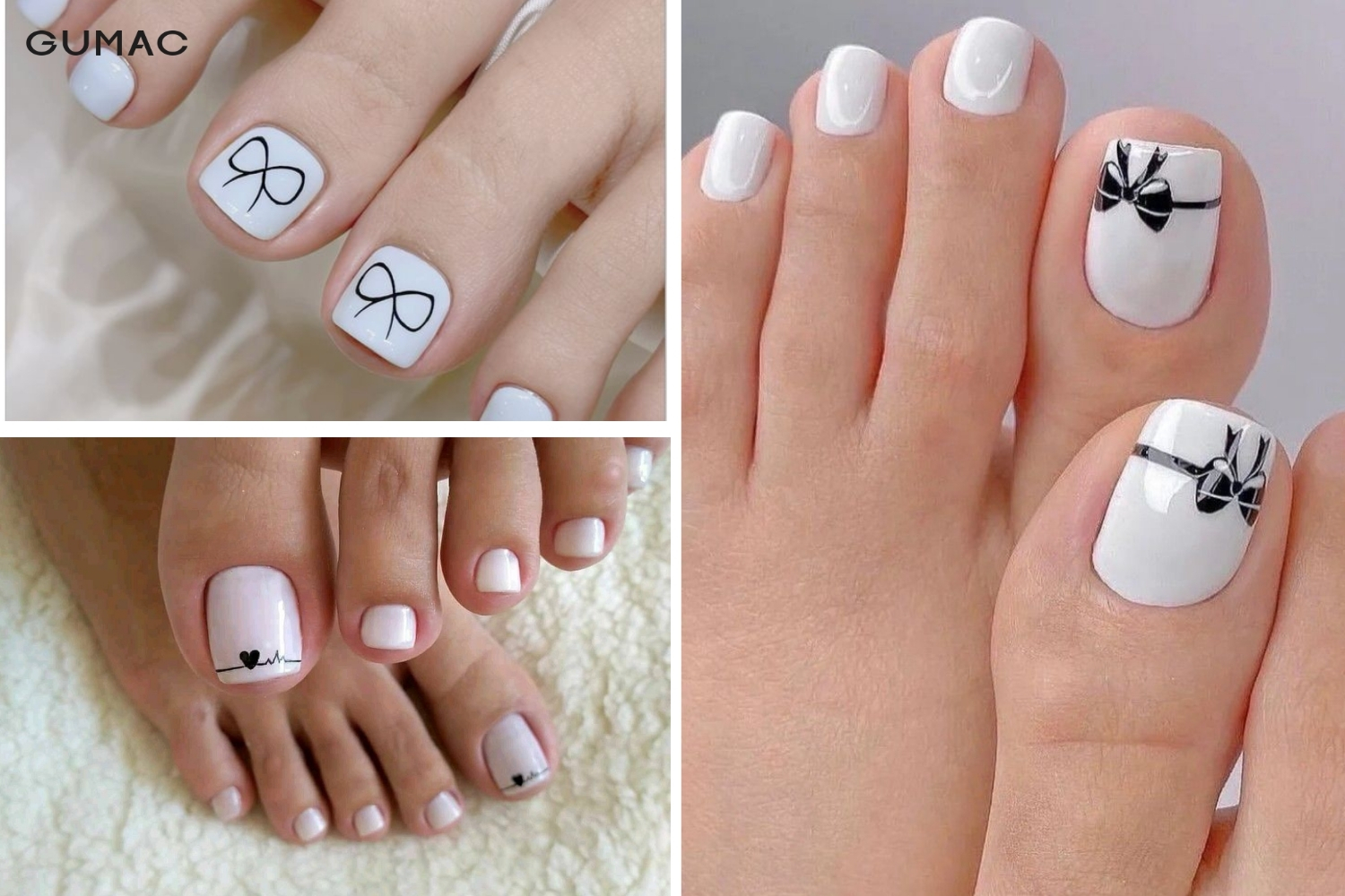 mau nail chan trang den don gian