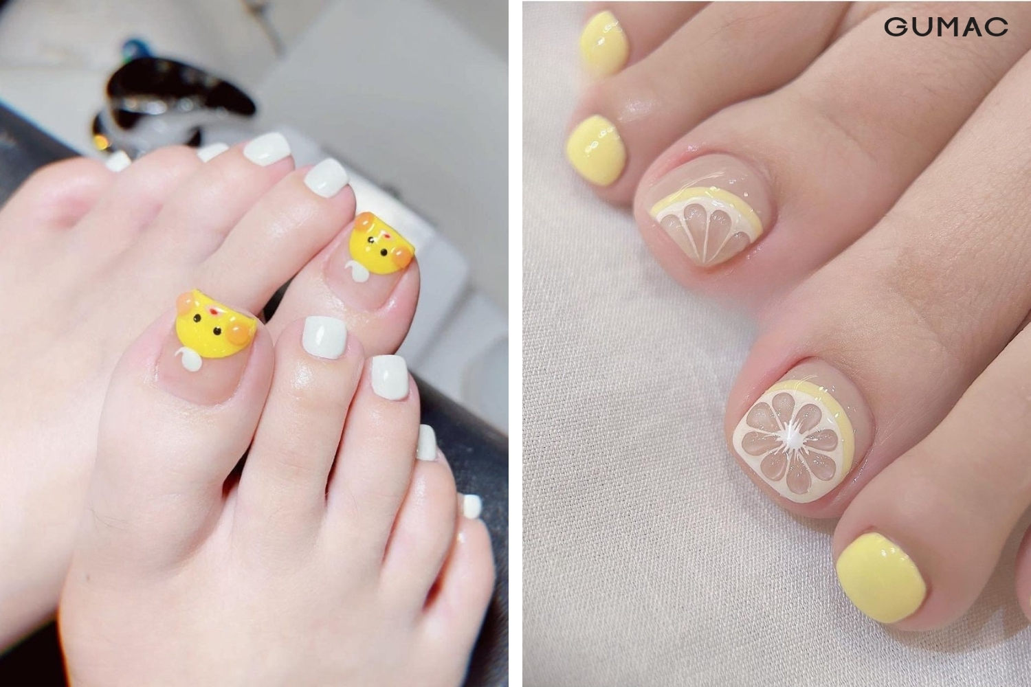 mau nail chan trang mix vang