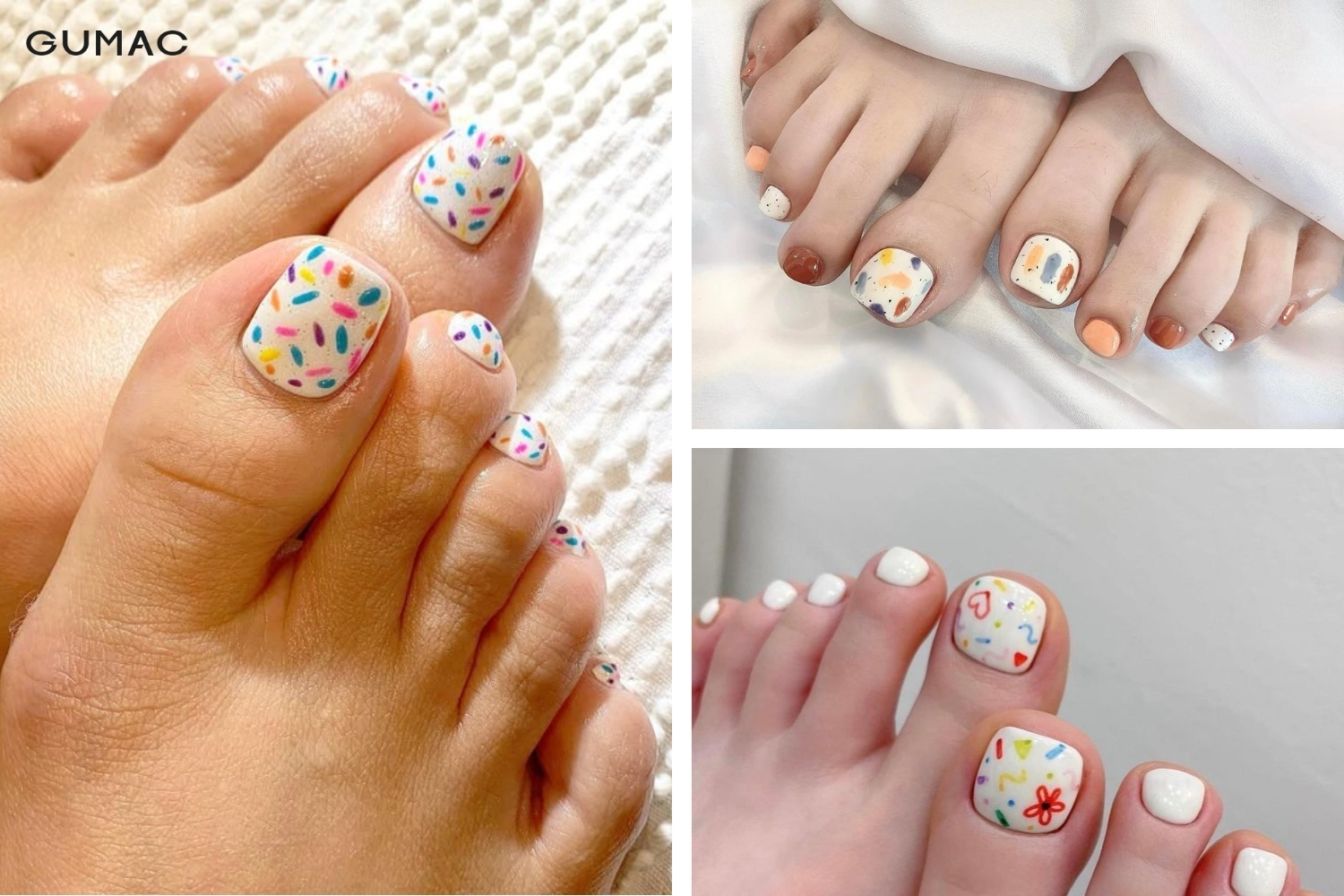 mau trang tri nail chan mau trang mix nhieu mau