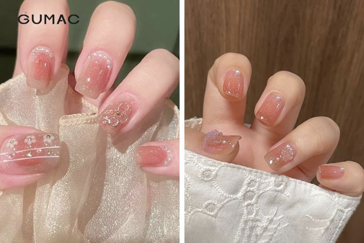 Mẫu nail hồng đào siêu trắng da