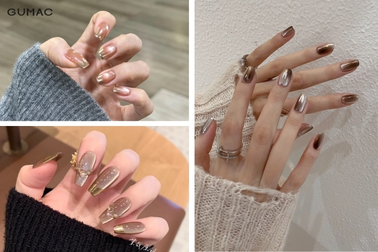 mau nail mau nau trang guong