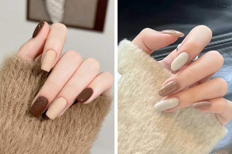 mau nail mau nau trang ca tinh