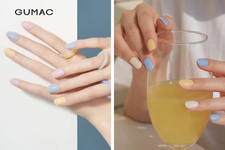 Kiểu nail trơn nhiều màu đơn giản Kiểu nail trơn nhiều màu đơn giản