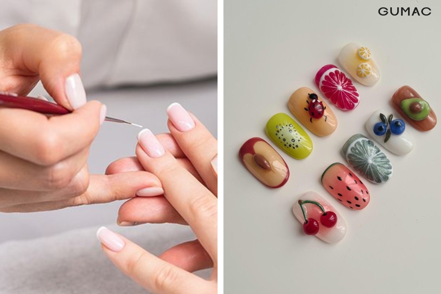 ve hinh trai cay len mong tay